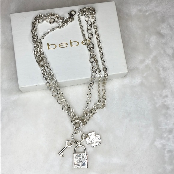 Bebe necklace in silver with key lock flower - Picture 1 of 8